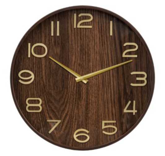 HORLOGE EN BOIS MARRON D55CM