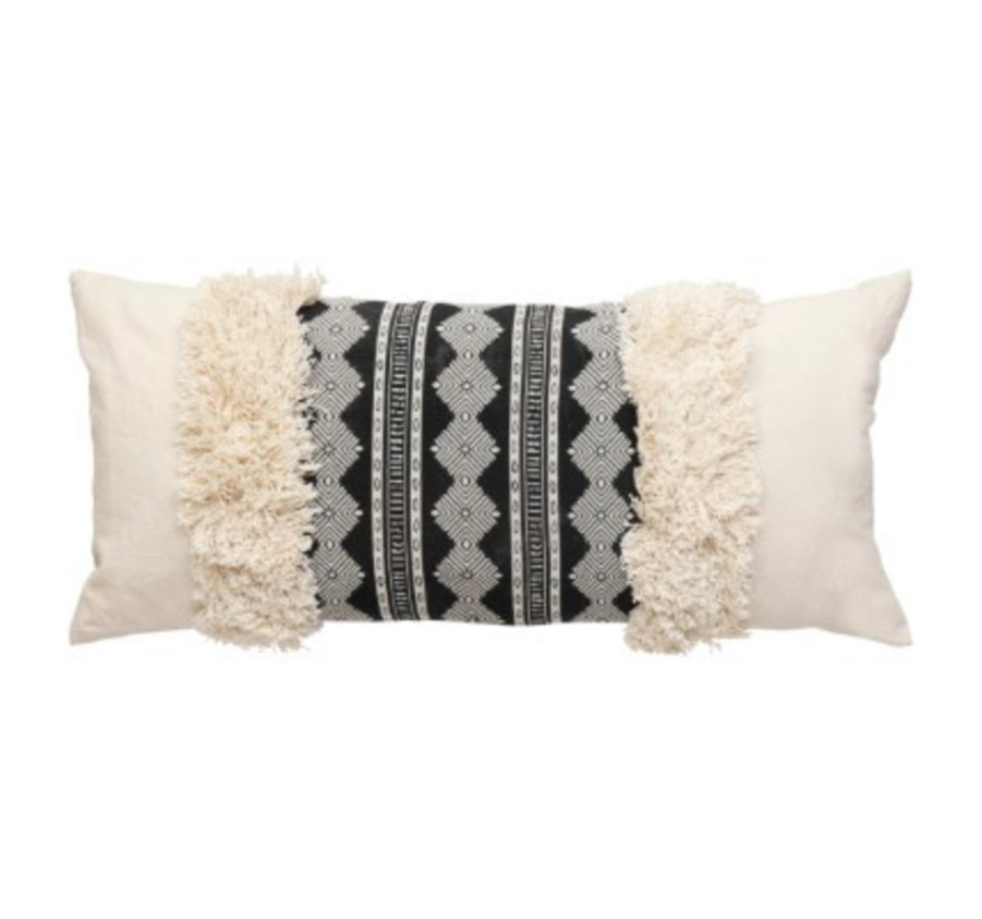 COUSSIN JACQUARD NOIR ET BEIGE