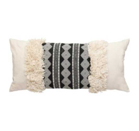 COUSSIN JACQUARD NOIR ET BEIGE
