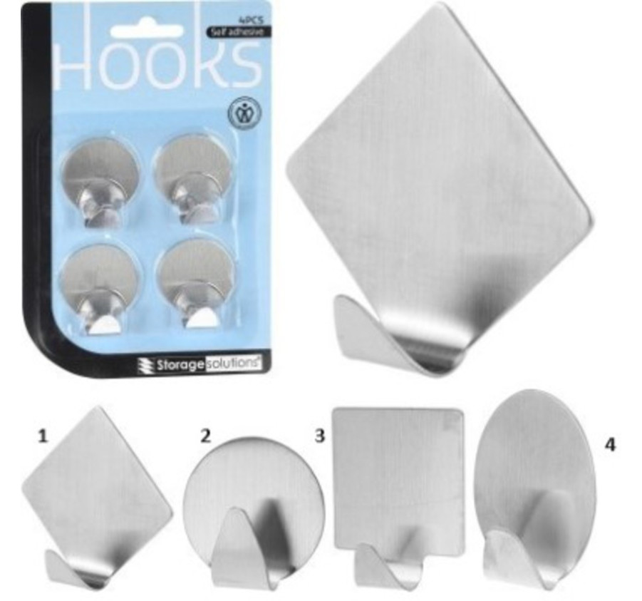 BLISTER DE 4 CROCHETS ADHESIFS