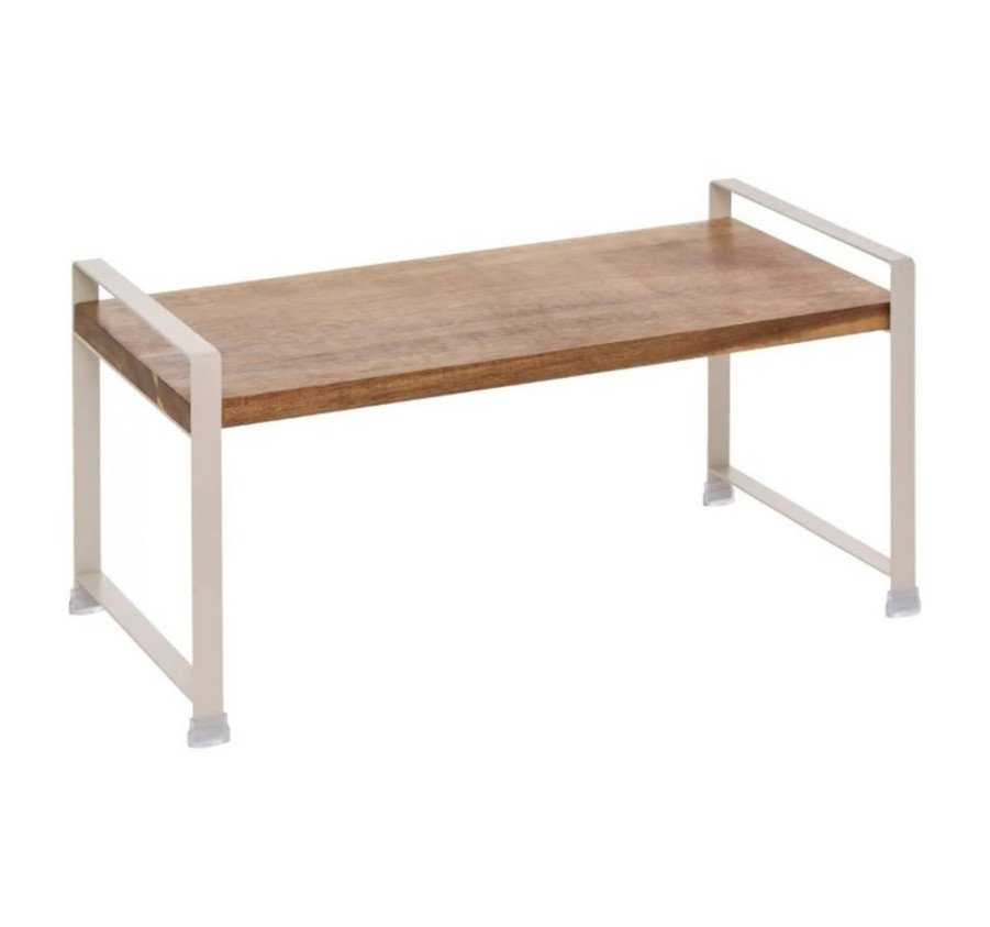 ETAGERE 1 NIVEAU BEIGE ET BOIS