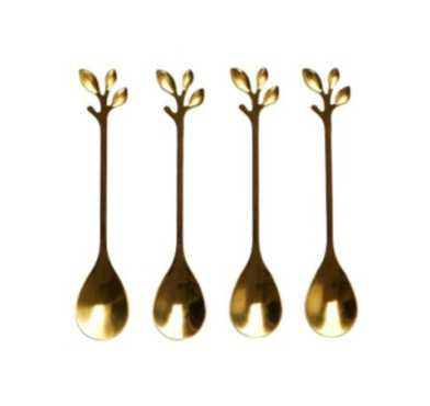 CUILLERE A CAFE FEUILLE DORE