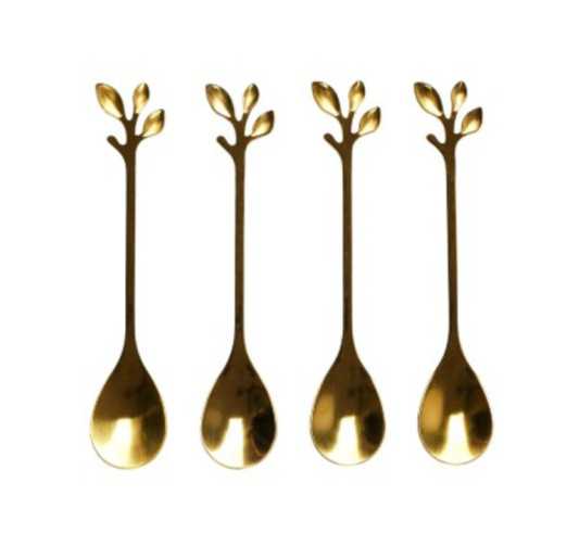 CUILLERE A CAFE FEUILLE DORE
