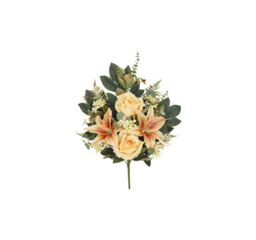 BOUQUET DE ROSES ET LYS ORANGE