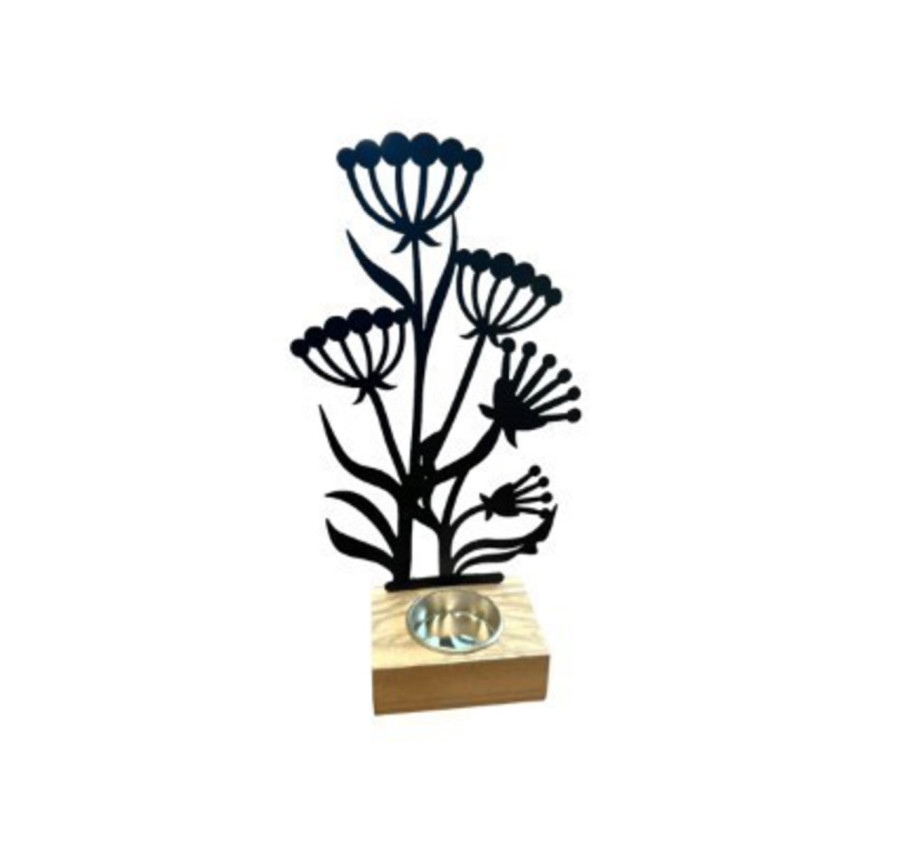 PHOTOPHORE FLEUR NOIRE EN META