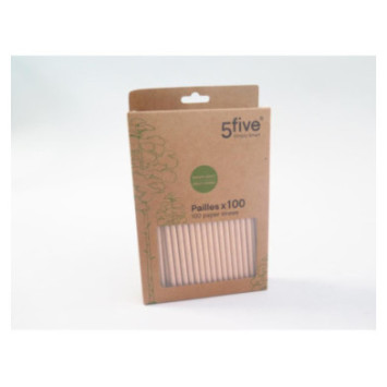 LOT DE 100 PAILLES EN PAPIER