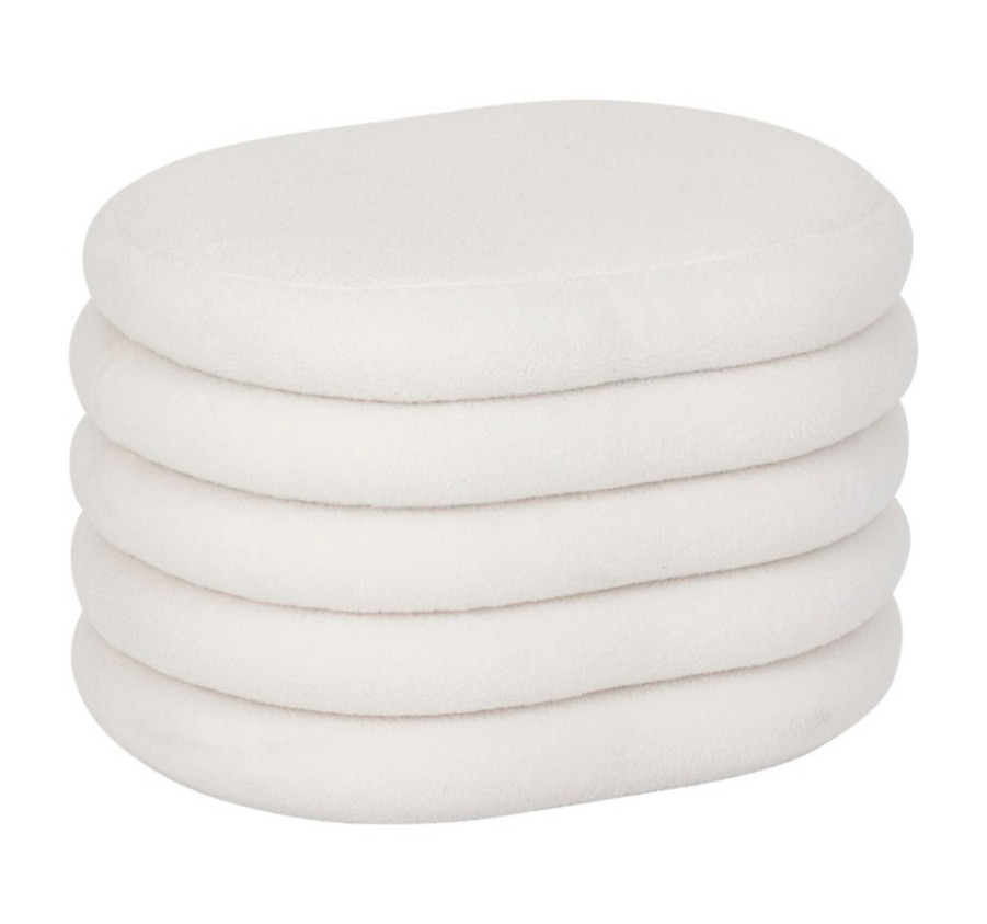 POUF COFFRE BOUCLETTE BLANC