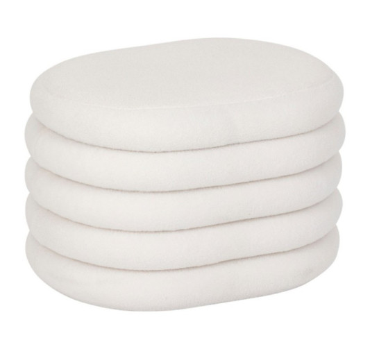 POUF COFFRE BOUCLETTE BLANC
