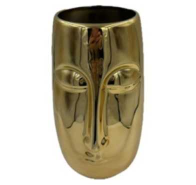 VASE VISAGE DORE EN CERAMIQUE