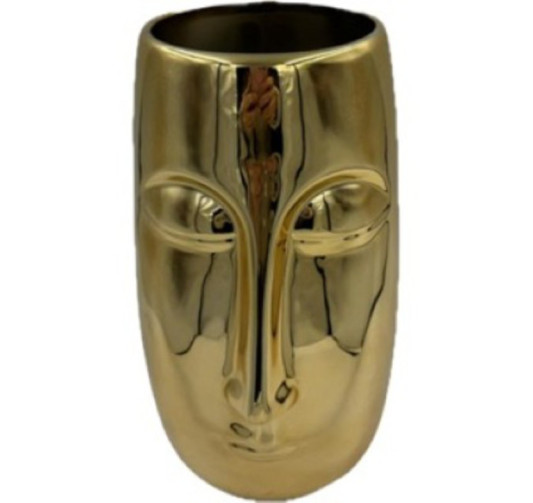 VASE VISAGE DORE EN CERAMIQUE