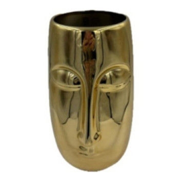 VASE VISAGE DORE EN CERAMIQUE