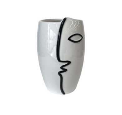 VASE VISAGE NOIR ET BLANC
