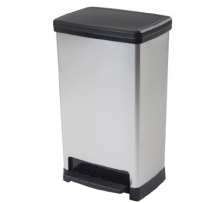 POUBELLE EN PLASTIQUE ARGENTE