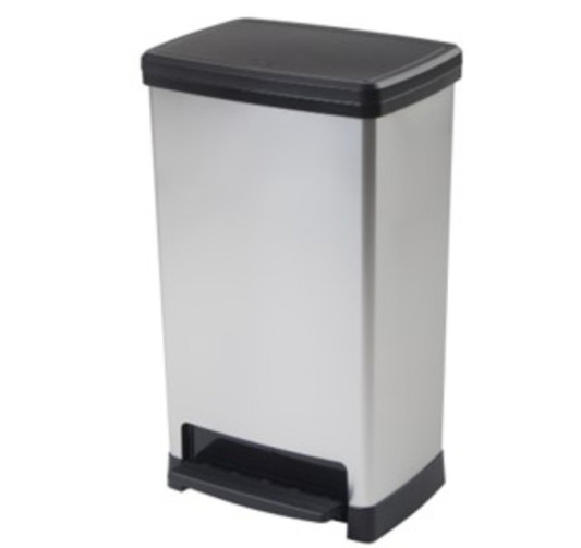 POUBELLE EN PLASTIQUE ARGENTE