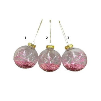 BOULE NOEL 8CM ROSE︱Lory