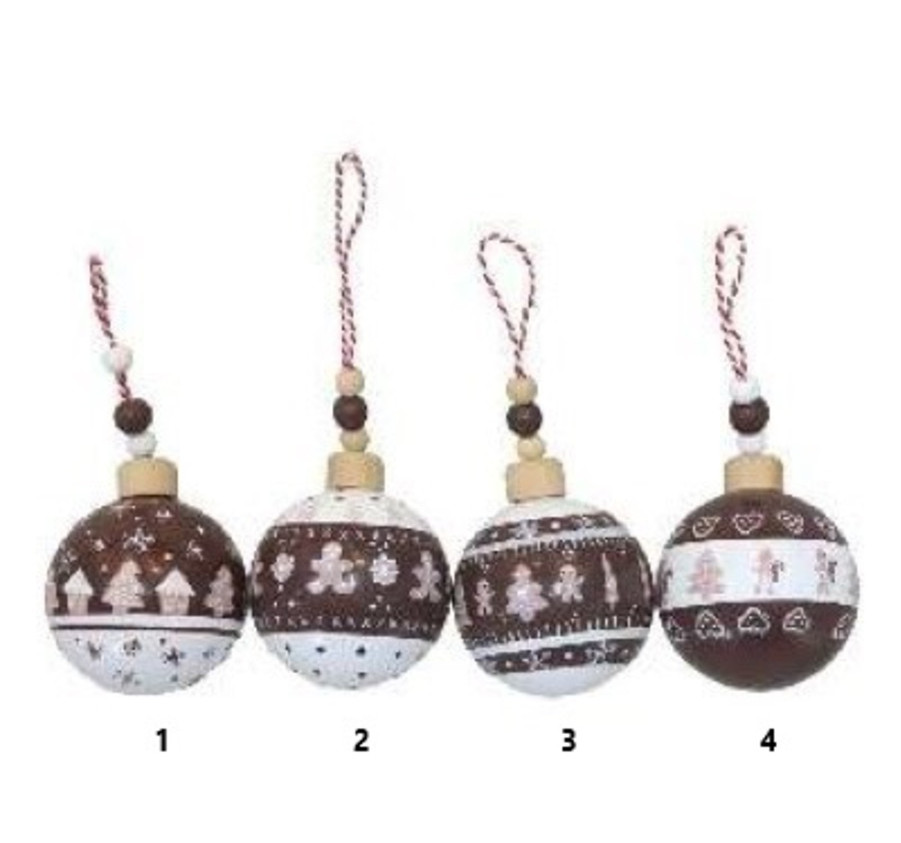 BOULE DE NOEL EN BOIS DECOREE