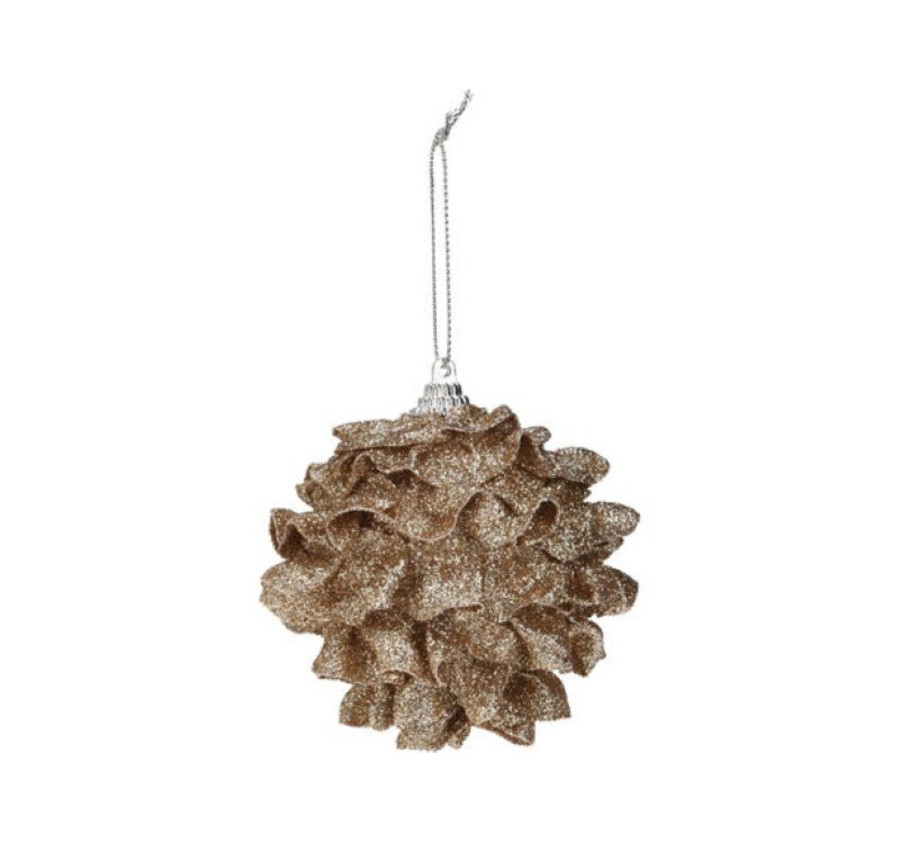 BOULE DE NOEL PIN 8CM DORE