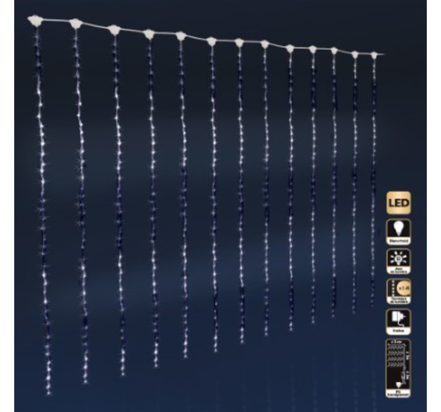 RIDEAU LUMINEUX 560LED BLANC