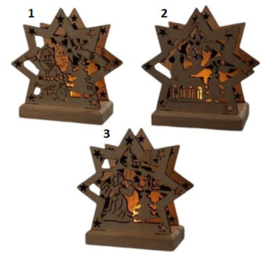 DECO ETOILE BOIS 1LED 11.5CM︱Lory