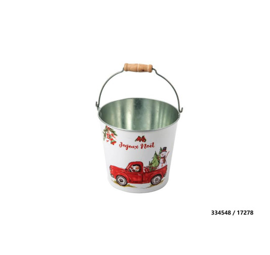 SEAU ROND EN METAL MOTIF NOEL︱Lory