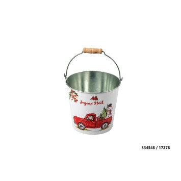 SEAU ROND EN METAL MOTIF NOEL︱Lory