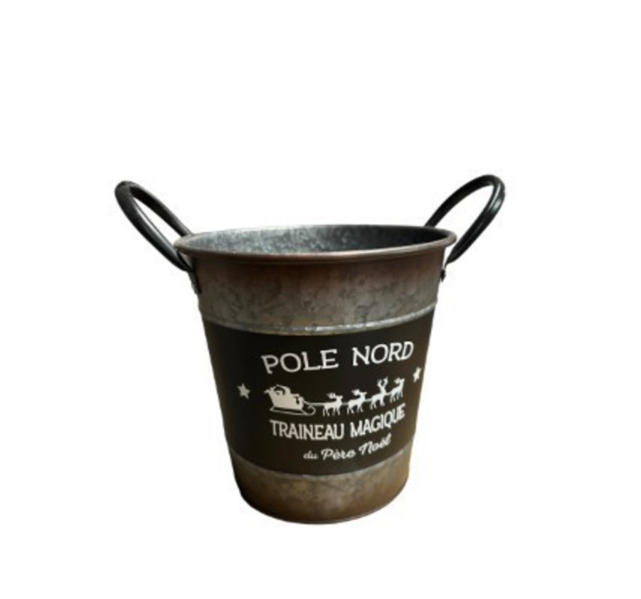 SEAU EN ZINC NOIR AVEC