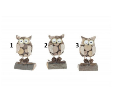 SUJET HIBOU EN BOIS SUR RONDIN︱Lory