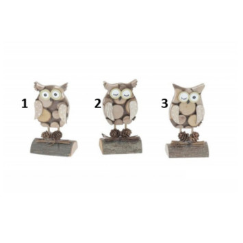 SUJET HIBOU EN BOIS SUR RONDIN︱Lory