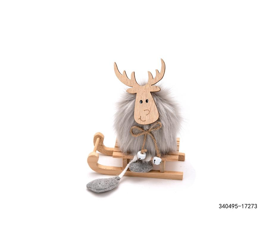 CERF SUR LUGE EN BOIS AVEC