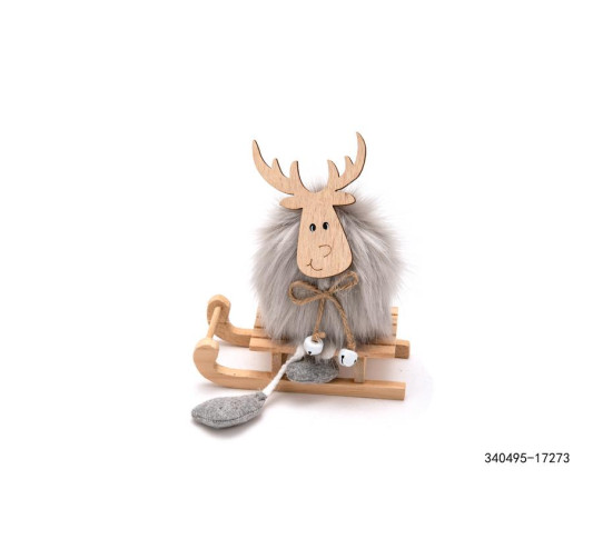 CERF SUR LUGE EN BOIS AVEC︱Lory