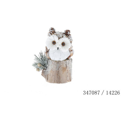 HIBOU SUR TRONC RONDIN H.15CM︱Lory