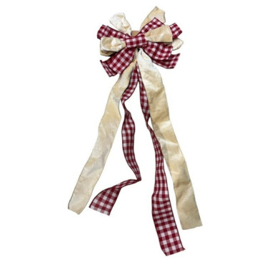 NOEUD DECORATIF ROUGE ET BEIGE︱Lory