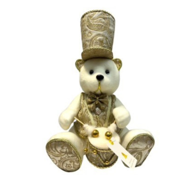 OURS BLANC ET OR AVEC TAMBOUR︱Lory