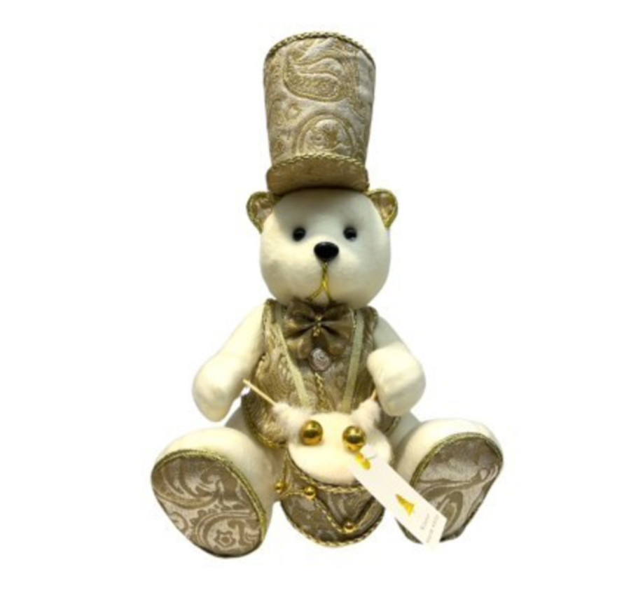 OURS BLANC ET OR AVEC TAMBOUR