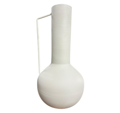 VASE EN ZINC COLORIS BLANC