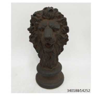 STATUE TETE LION 34X35X67CM