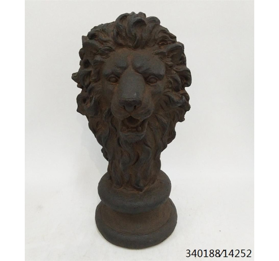 STATUE TETE LION 34X35X67CM