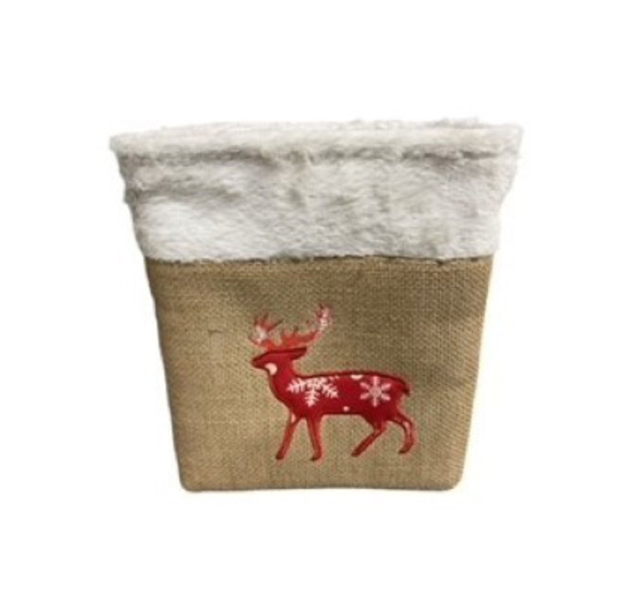 PANIER EN FOURRURE ET JUTE