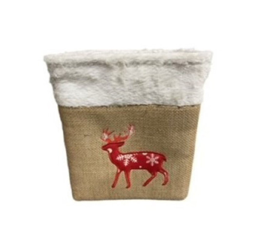 PANIER EN FOURRURE ET JUTE