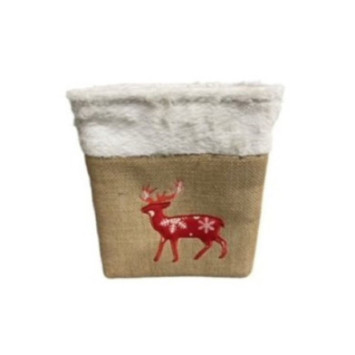 PANIER EN FOURRURE ET JUTE