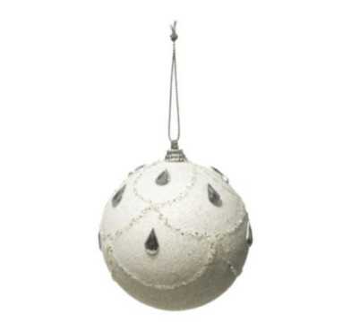 BOULE DE NOEL BLANCHE AVEC
