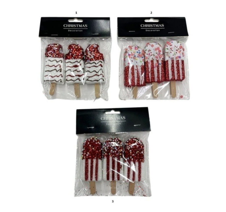 LOT DE 3 GLACES DECORATIVES