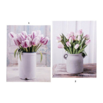 TABLEAU TULIPES ROSES