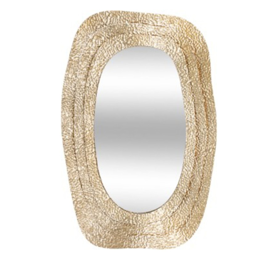 MIROIR MURAL EN METAL DORE