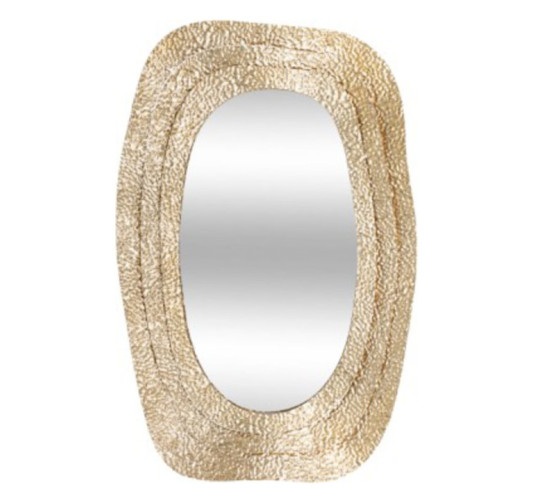 MIROIR MURAL EN METAL DORE