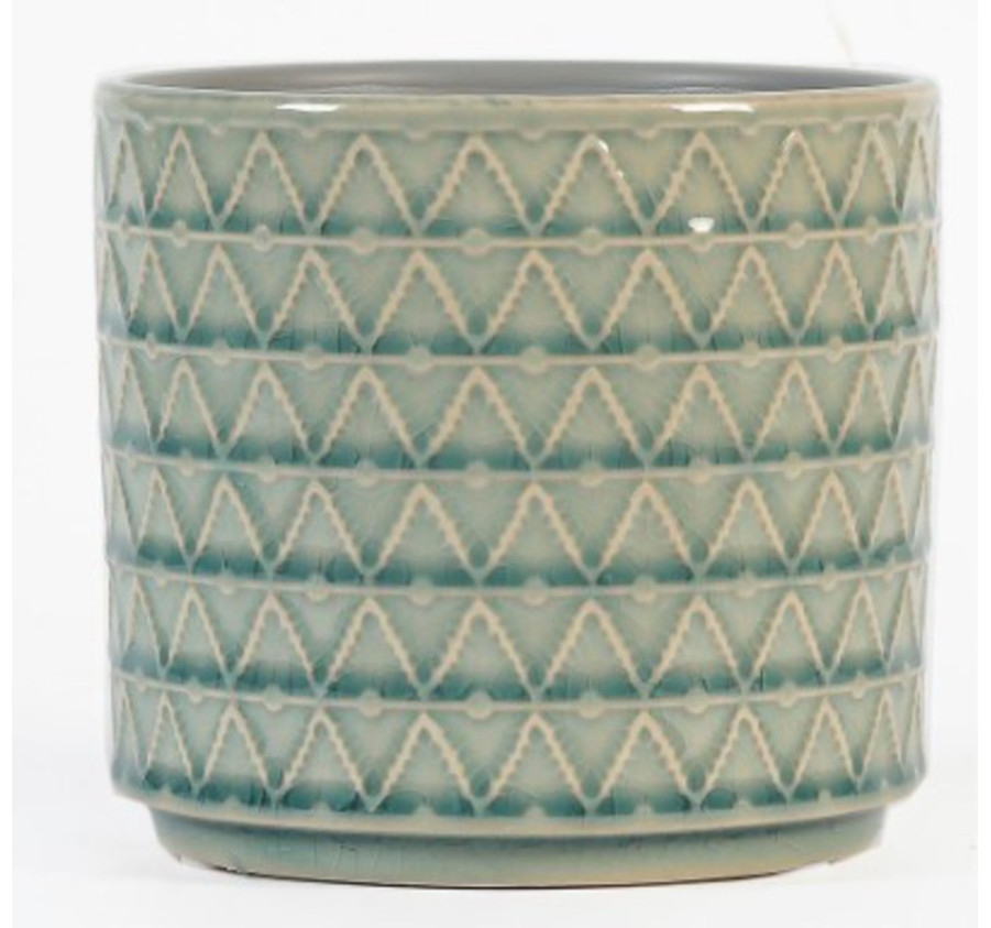 CACHE POT CERAMIQUE VERT D EAU