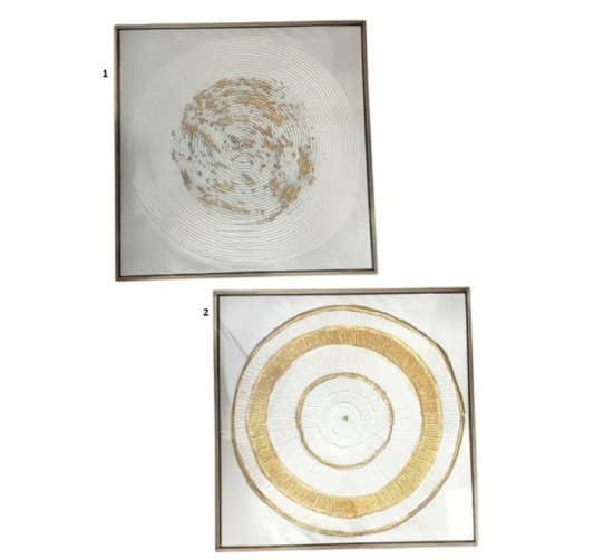 TABLEAU ENCADRE BLANC ET OR