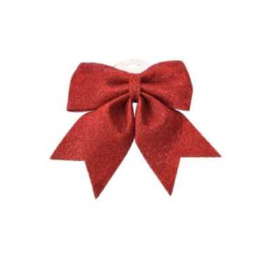 NOEUD DECORATIF ROUGE PAILLETE