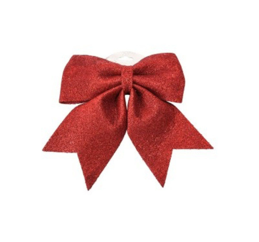 NOEUD DECORATIF ROUGE PAILLETE