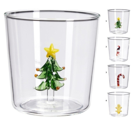 VERRE AVEC FIGURINE DE NOEL